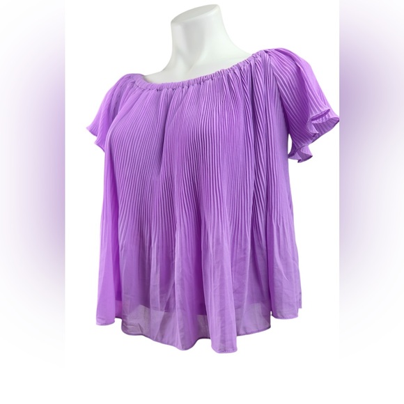 Women's Purple Pleated Blouse - Picture 6 of 11